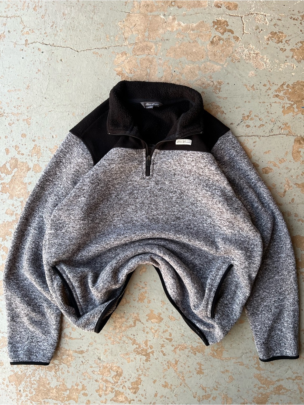 Men's Edie Bauer Quarter-Zip Heather Gray Pullover Sweater